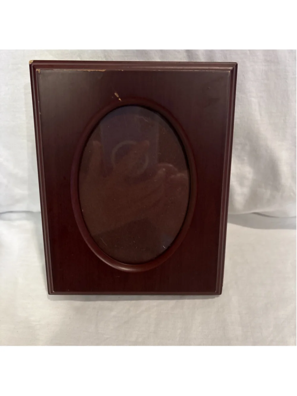Vtg Mahogany Wood Tabletop Picture Frame Book Oval 5x7
